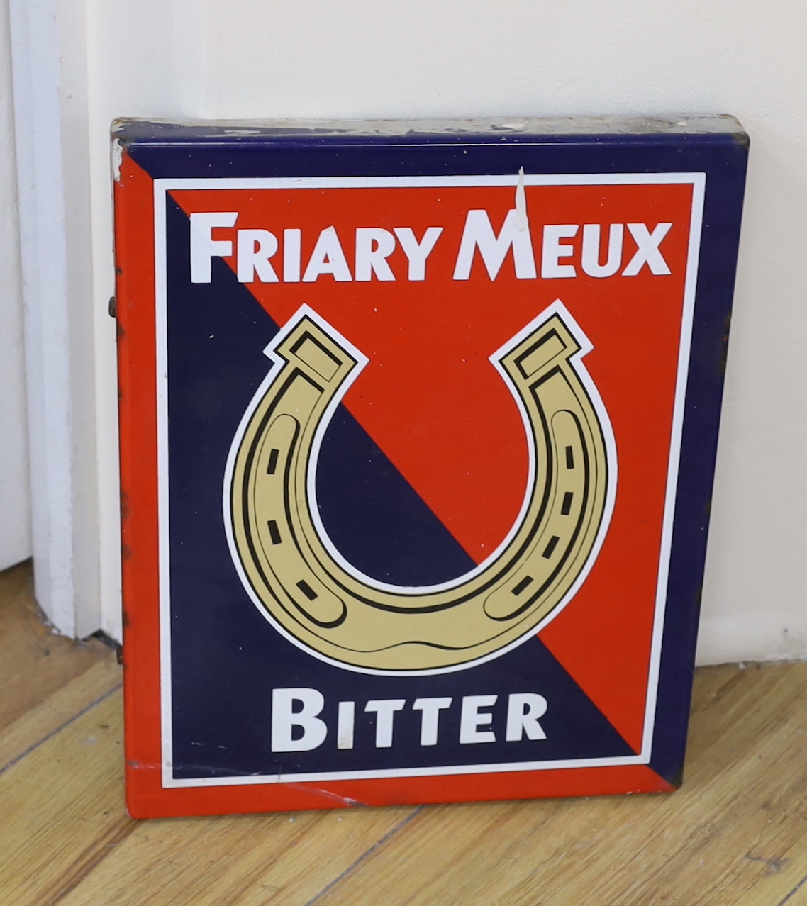 Two King & Barnes Fine Sussex Ale enamel signs together with a Friary Meux Bitter enamel sign, largest 45cm diameter